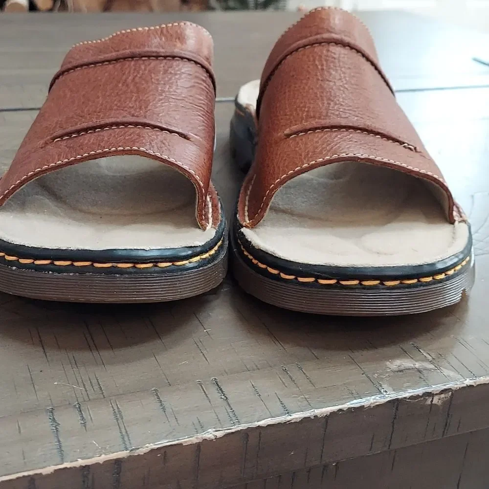 Dr. Martens 8B72 Brown Leather Slides Sandals Sz 13